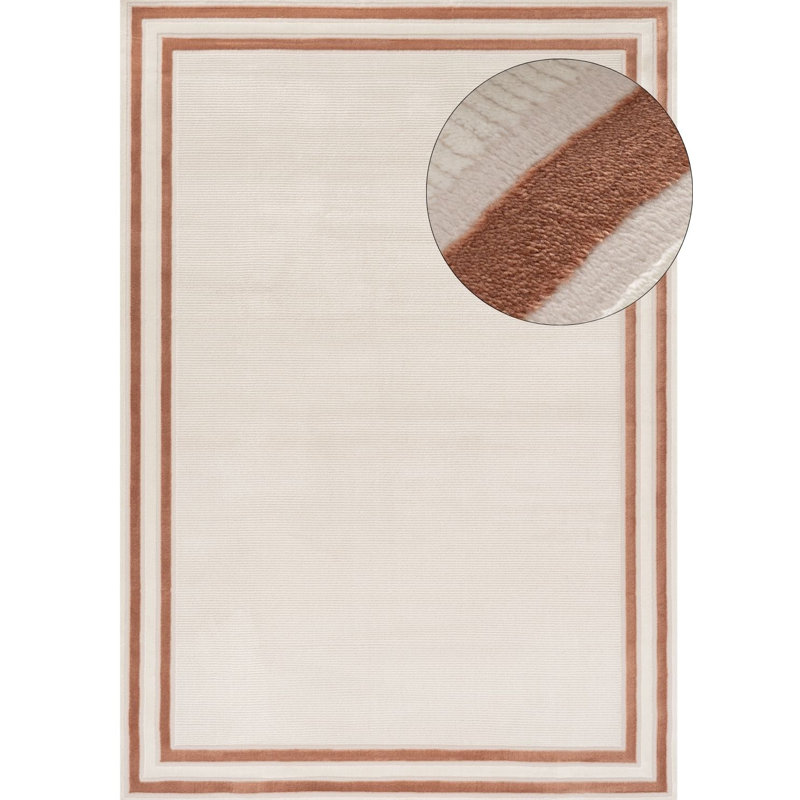Carmel Modern Bordered Cream/Terra Area Rug, Rectangle 160 x 230 cm