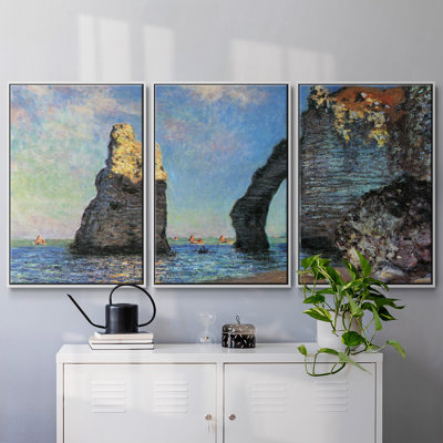 " The Rocky Cliffs Of Étretat " by Claude Monet 3 - Pieces