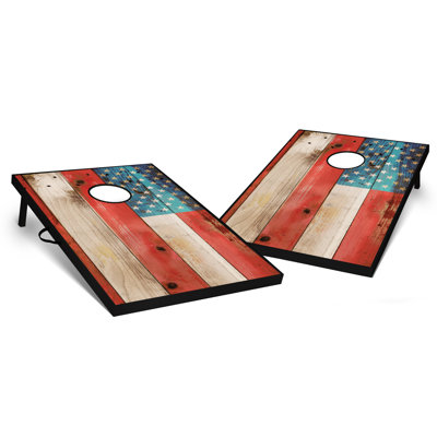2' X 3' American Flag Distressed Tailgate Size Cornhole Set