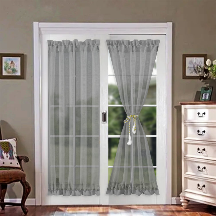 Gracie Oaks Polyester Sheer French Door Curtain Pair 