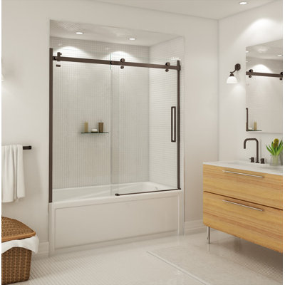 Porte de baignoire coulissante simple sans cadre l 59" x h 59" Halo