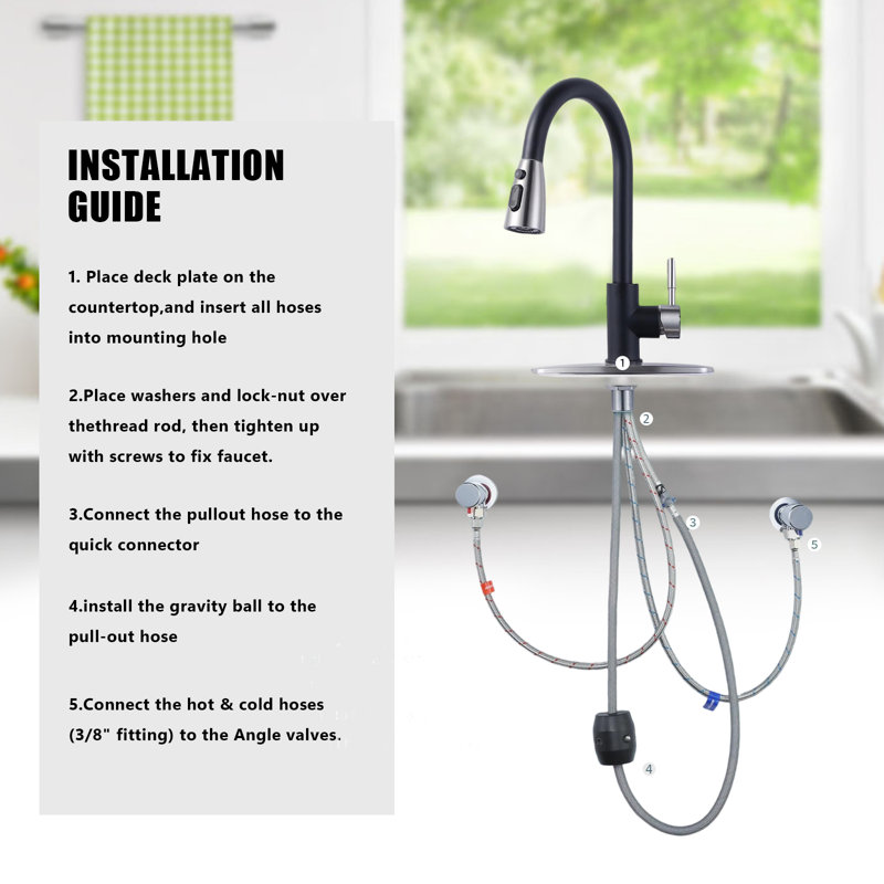 Kitchen Faucet With Sprayer, Stainless Steel High Arc Single Handle Sink Faucet, Suitable For 1 Hole Or 3 Holes.