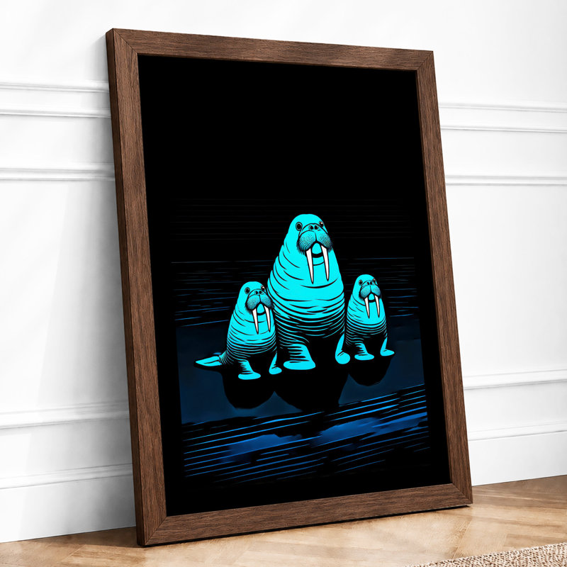 Glowing Sentinels Modern 1 Piece Single Picture Frame Wall Art, A4 - 29.7 x 21.0 cm, Walnut