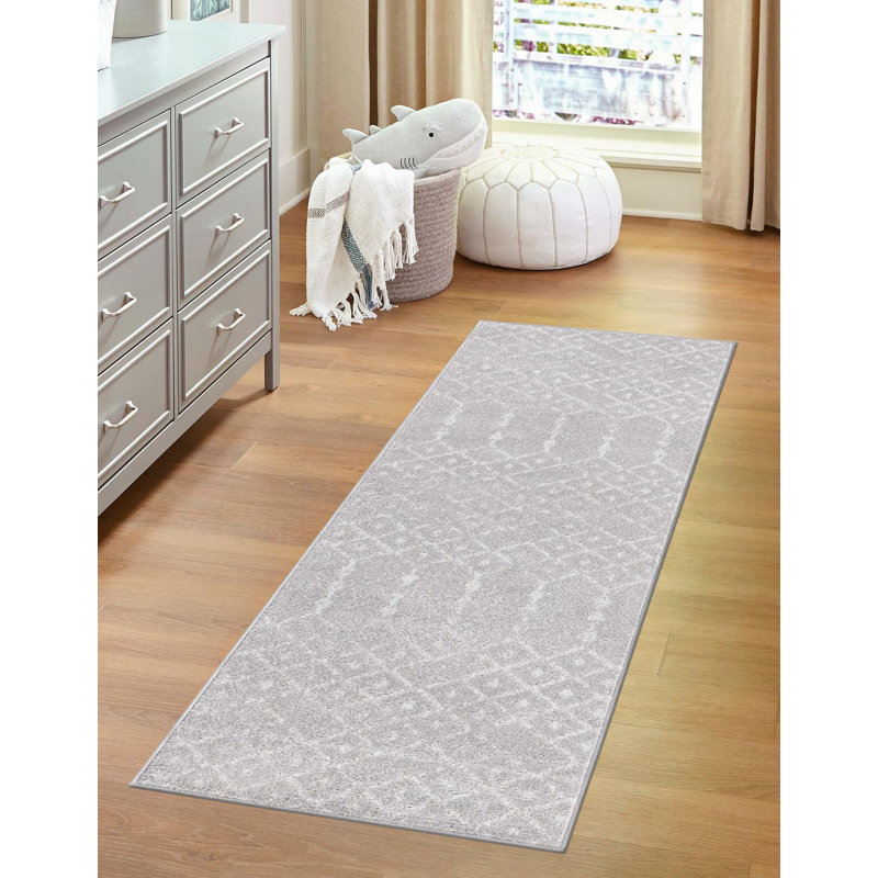 Tapis gris clair Karg, Tapis de couloir 2 pi x 8 pi