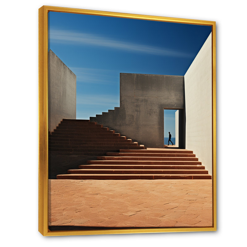 Minimalisme, bâtiment de décor III, Cadre flottant doré, H 40 po x l 30 po x P 1,5 po