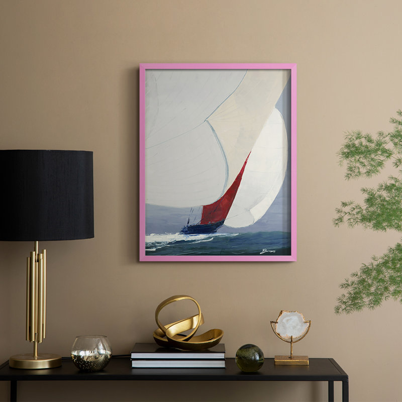 Chutes up, reproduction d'art encadrée - bois massif, H 11 po x l 9 po, Rose