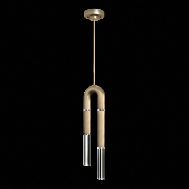 Luminaire suspendu rond 7 po Antonia, Feuille d'or / nickel