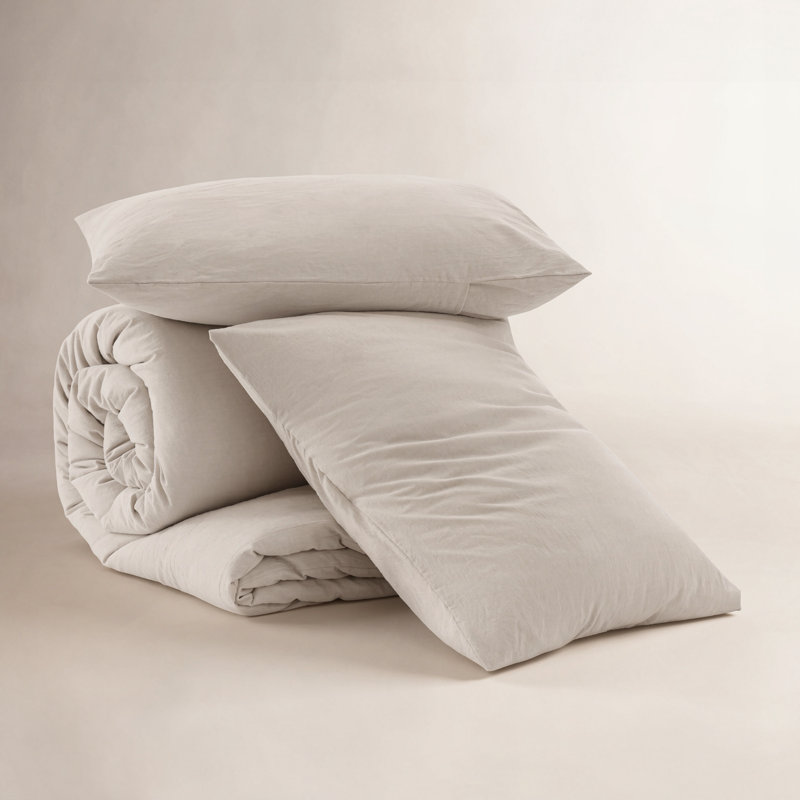 Bedsure Pre-washed Comforter Set with 100% Cotton Outer Covert,  143TC, Queen Comforter + 2 Additional Pieces, Silver Cloud