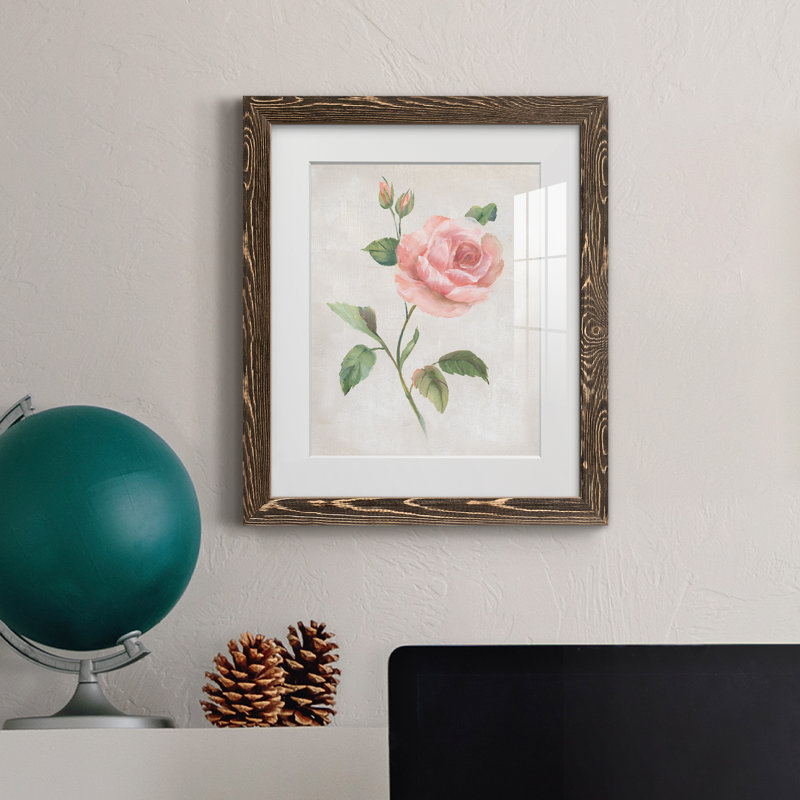 Grandiflora I - peinture encadrée, Encadré de bois de noyer, H 24 po x l 18 po x P 1,5 po