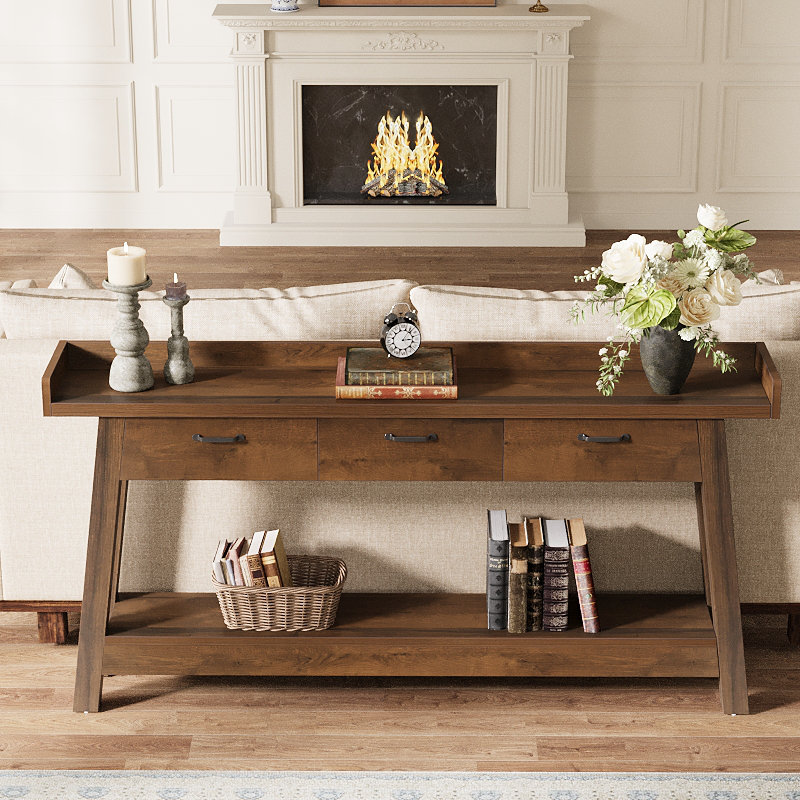 70.9-Inch Sofa Console Table with 3 Drawers