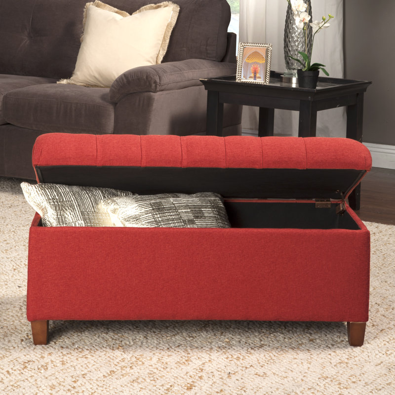 Allessandra Upholstered Storage Bench, Cranberry
