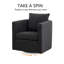 Fauteuil d'appoint pivotant, fauteuil d'appoint pivotant 360 ° moderne avec coussin et coussin, fauteuil club rembourré confortable pour le salon, la chambre à coucher, ensemble de 1, tissu noir-740065101