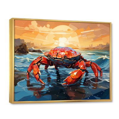 Crab Coastal Guardian Geometric - Animals Canvas Wall Art