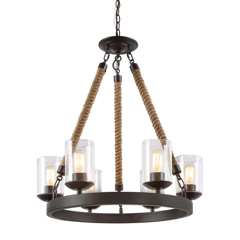 Blakehurst 6 - Light Wagon Wheel Chandelier