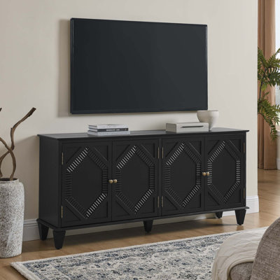 Havenwood Classic Modern Farmhouse Sideboard with Adjustable Shelves and Brass Handles by GRILLO HOME