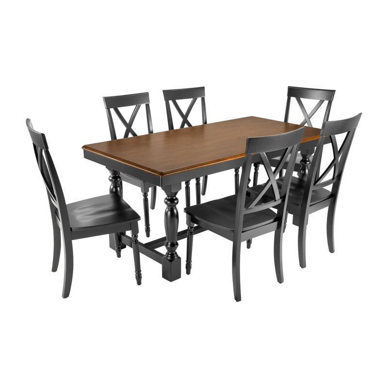 Table de salle à manger Sterling 67W Farmhouse Squire Trestle, Noir, noir, noir, noir