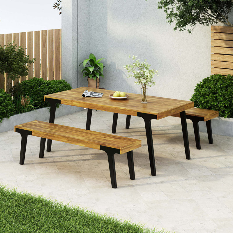 1 Dining Table+2 Dining Benches