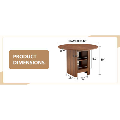 Table de salle à manger ronde en bois aggloméré noir de 42 pouces: 30 pouces de haut, avec des tablettes de rangement à double couche, une structure stable et des tapis antidérapants, parfaite pour les cuisines américaines, les restaurants et les appartements, etc.