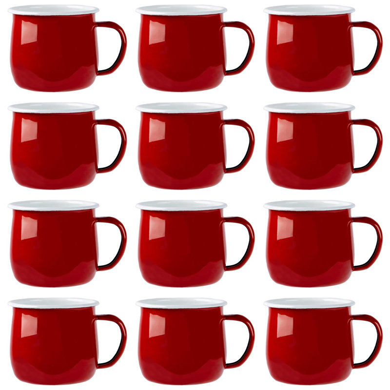 Enamelware Camping Mug, Red/White, 12