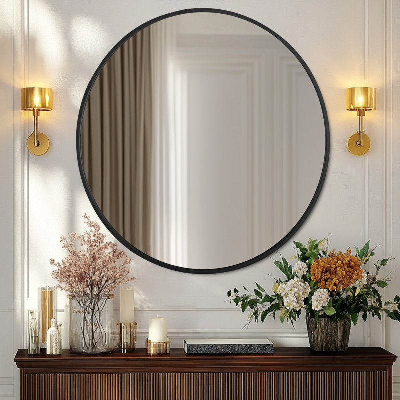 Miroir rond Garber, Noir, 36 po x 36 po