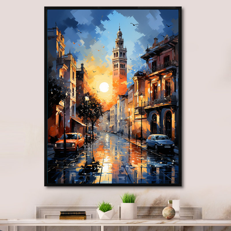 Reproduction d'art sur toile, Giralda III, Espagne, H 32 po x l 16 po x P 1 po, Cadre flottant noir