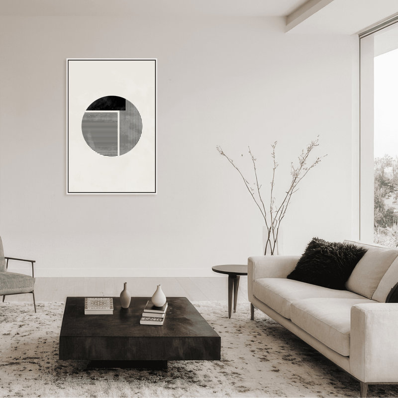 Abstract Minimalist Round by  - Picture Frame Painting on Paper, Framed Canvas, 24" H x 16" W x 2.375" D, White