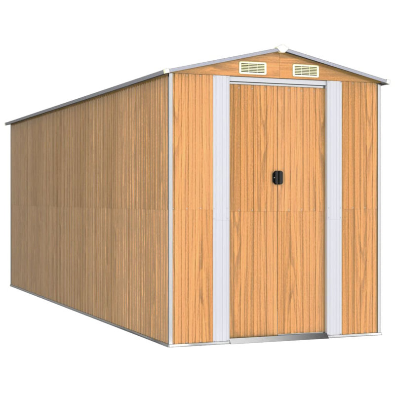  Steel Traditional Storage Shed, Light Brown, 75.6" W x 140.6" D