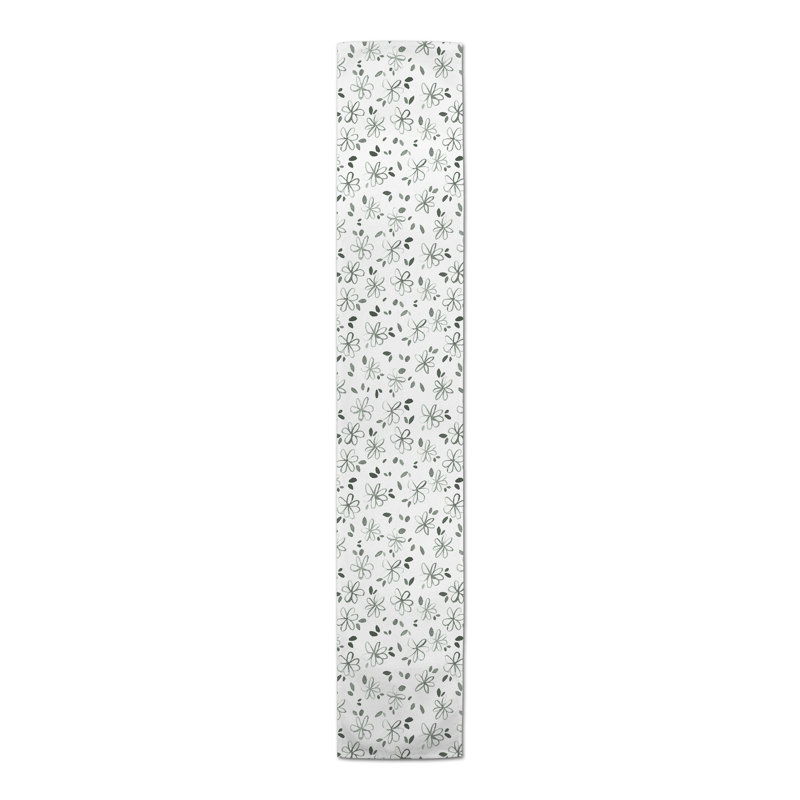 Chemin de table extérieur gris à motif floral, L 72 po x P 16 po, Rouge