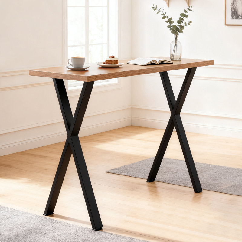 2 - Person Modern Dining Set 120cm Long Bar Table With Linen Bar Stool, Grey, Oak Grainy