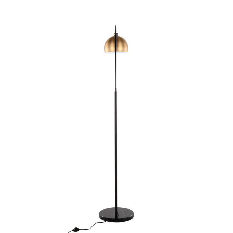 March Contemporary Floor Lamp, Black Marble/Black