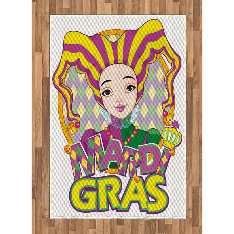 Mardi Gras High Density Long Fiber Poly Threads Decorative Area Rug Carpet, Rectangle 4' x 5'8"