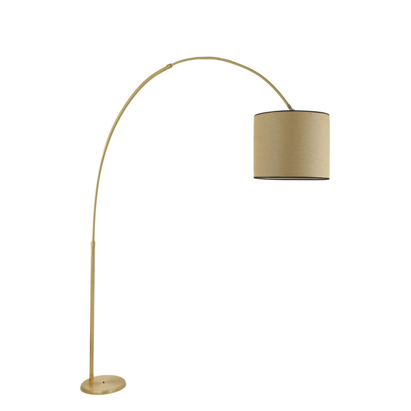 Demyiah 220cm Arched Floor Lamp, Gold, Wicker