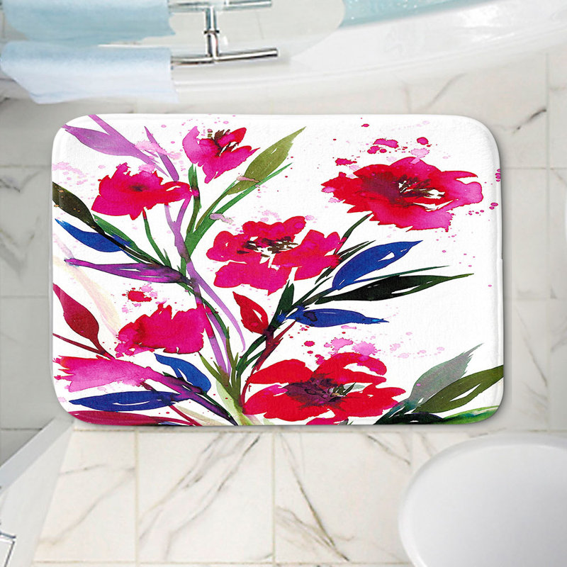 Tapis pour salle de bain en forme de posies rectangulaire à mémoire rectangulaire pockety, l 24 po x L 17 po x H 1 po