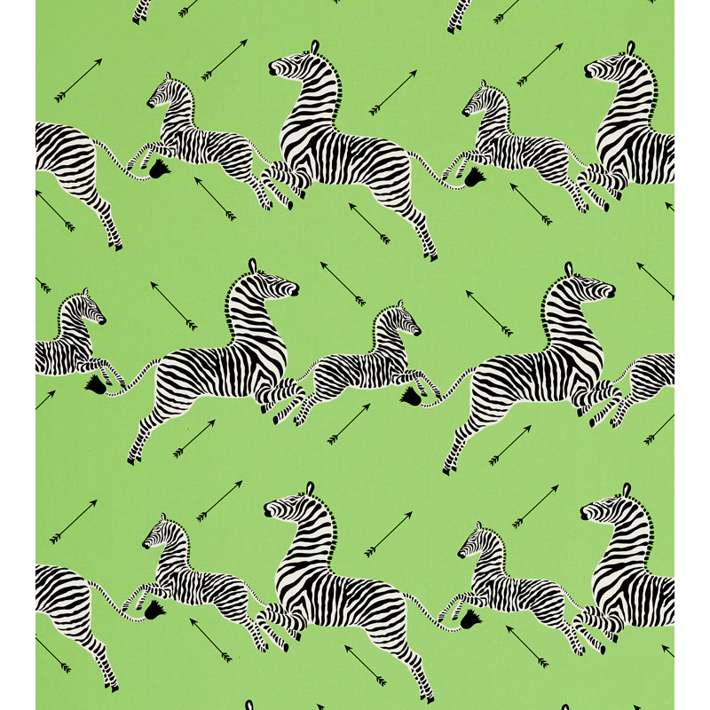 Zebras Petite 100% Cotton Fabric, Lime