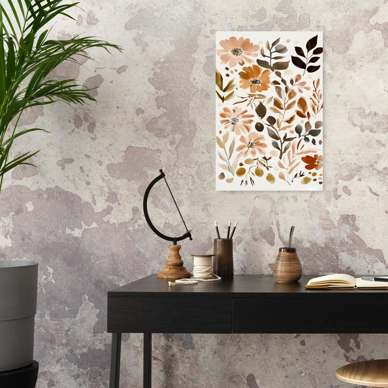 Harmonie florale rustique, style organique, abstrait, automne, nature, 24" H x 16" W