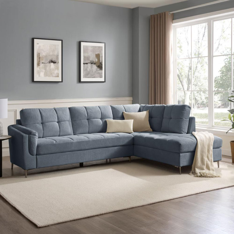 Cassidy 4 Seater Corner Sofa , Blue, Right Hand Facing