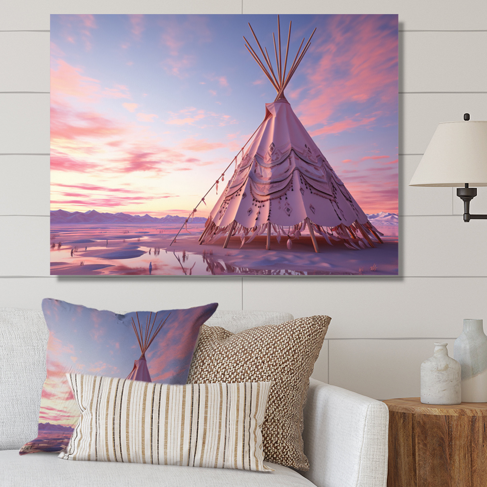 Latitude Run® Purple Native Tipi Dreamcatcher Whispers I Framed On