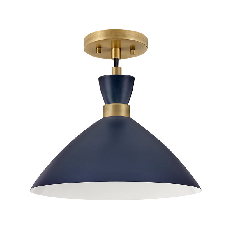 Luminaire suspendu conique à 1 lumière Kita, Bleu marine mat