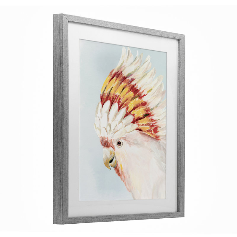 «Vivid Plumage Cockatoo», reproduction encadrée sous verre, conception par Hannah Dawson, H 16 po x l 13 po
