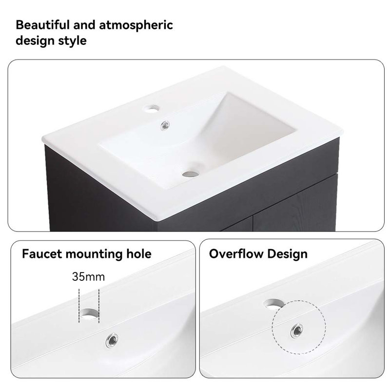 Ensemble de meuble-lavabo simple 30 po, Noir
