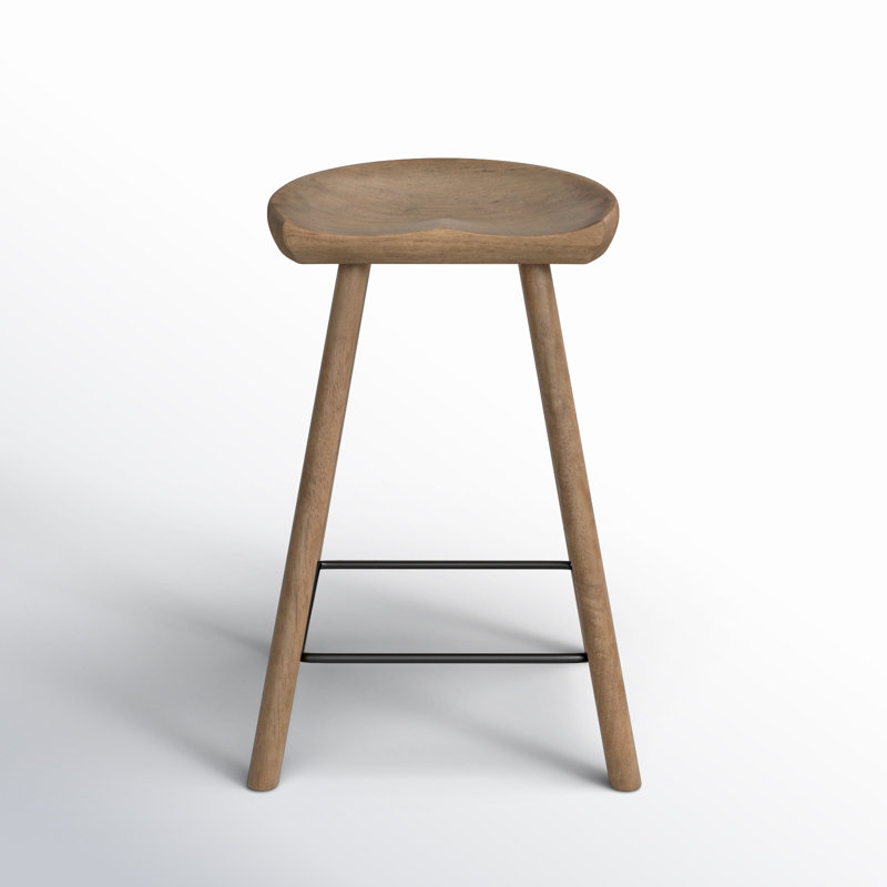 Barrett Solid Wood Bar Stool, Natural Matte, Counter Stool (26” Seat Height)