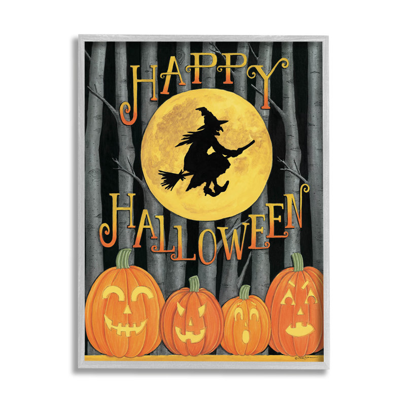 Joyeuse Halloween, sorcière de la forêt, AT-169, H 30 po x l 24 po x P 1,5 po, Estampe numérique Farmhouse
