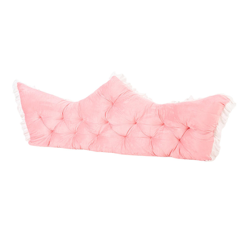 Pearl Grey Crown Upholstered Bed Headboard Cushion – The Perfect Touch for a Princess-Style Bedroom, Pink, 180cm W x 60cm D