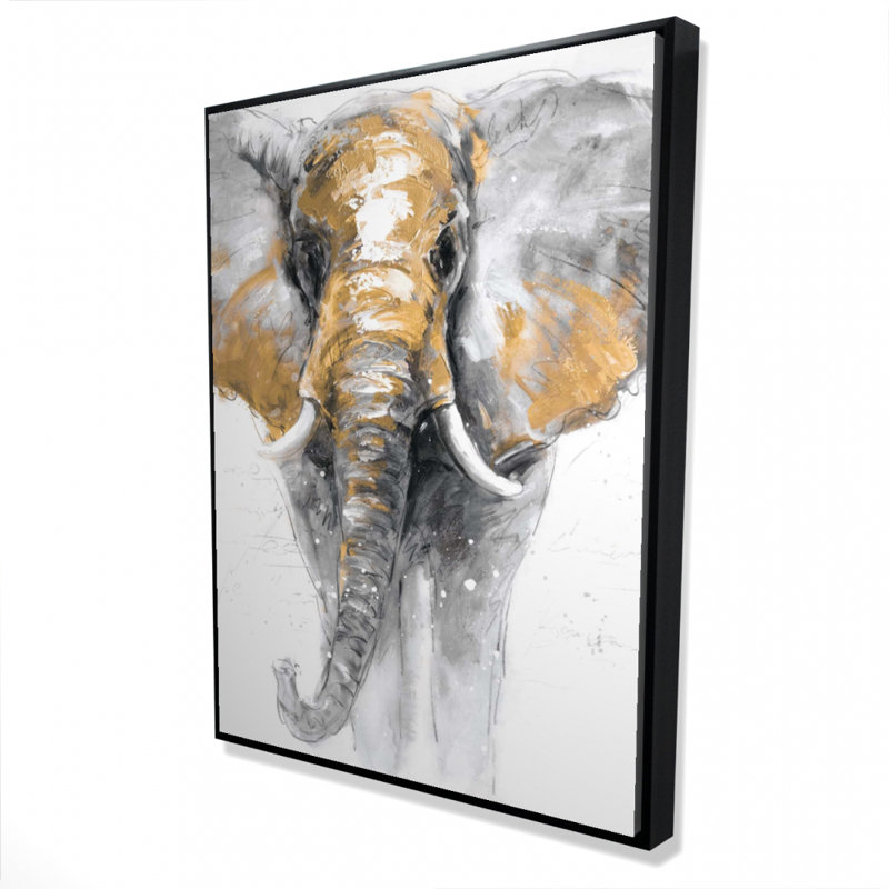 Impression d'éléphant doré sur toile