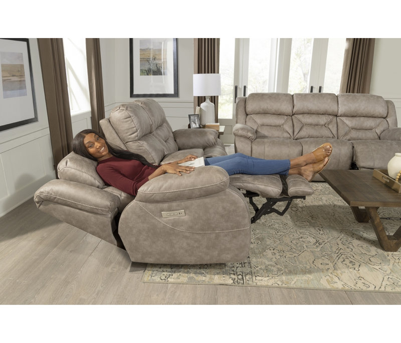 Canapé inclinable avec accoudoirs coussinés de 89 po Bobbetta, Polyester brun clair