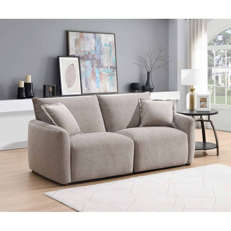 Sofia Soft Woven Fabric Sofa , Stone, 3