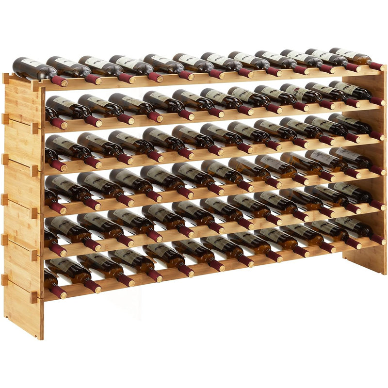 Porte-bouteilles de vin en bambou, H 33,86 po x l 44,88 po x P 11,02 po