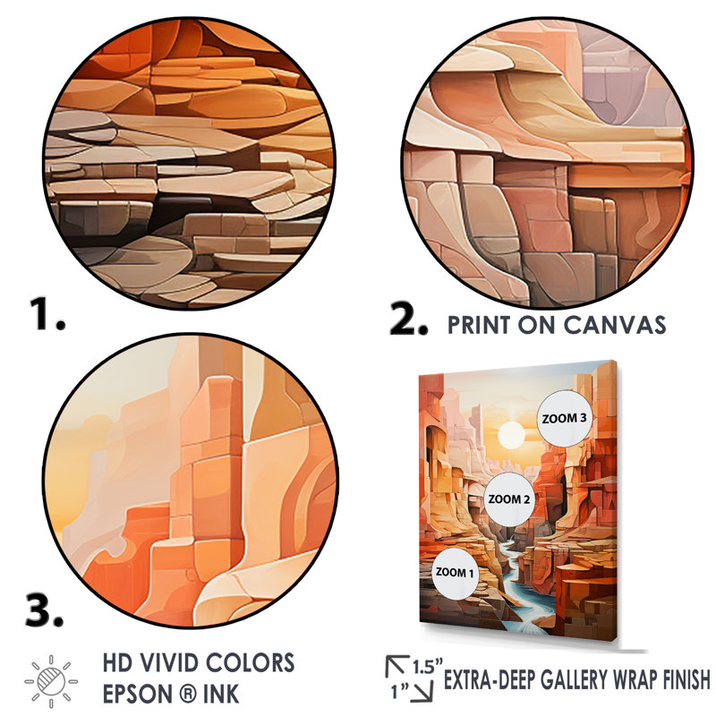 «Abstract Canyon Desert Storm II», reproduction sur toile, H 44 po x l 34 po, Cadre flottant blanc