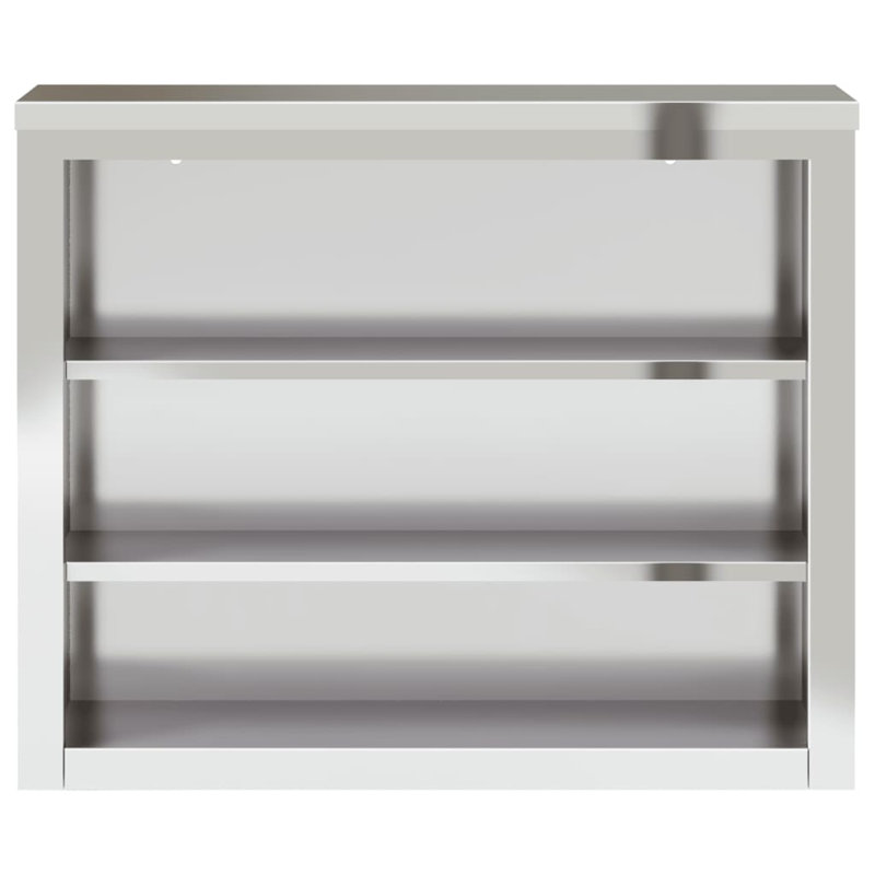 Slemp Silver Stainless Steel Accent Cabinet, 92cm H x 75cm W x 40cm D