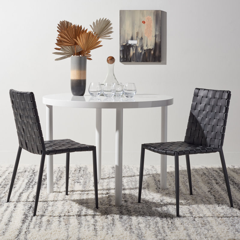Brett Leather Upholstered Side Chair, Black, Black